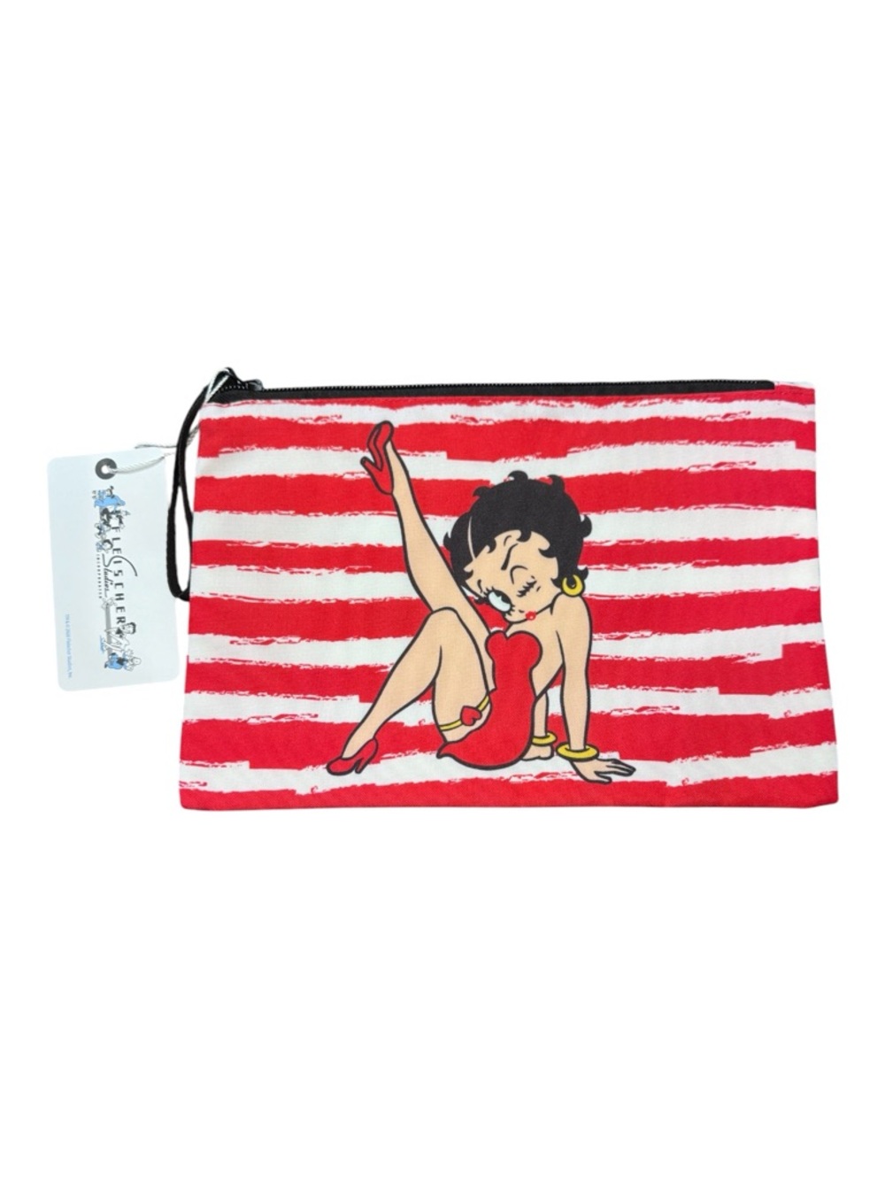 Betty Boop Red Striped Zip Pouch